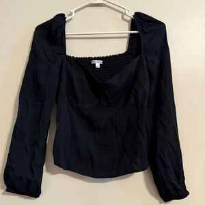 Reformation Women Reign Top Black Size 2 Sweetheart Neckline puff sleeves